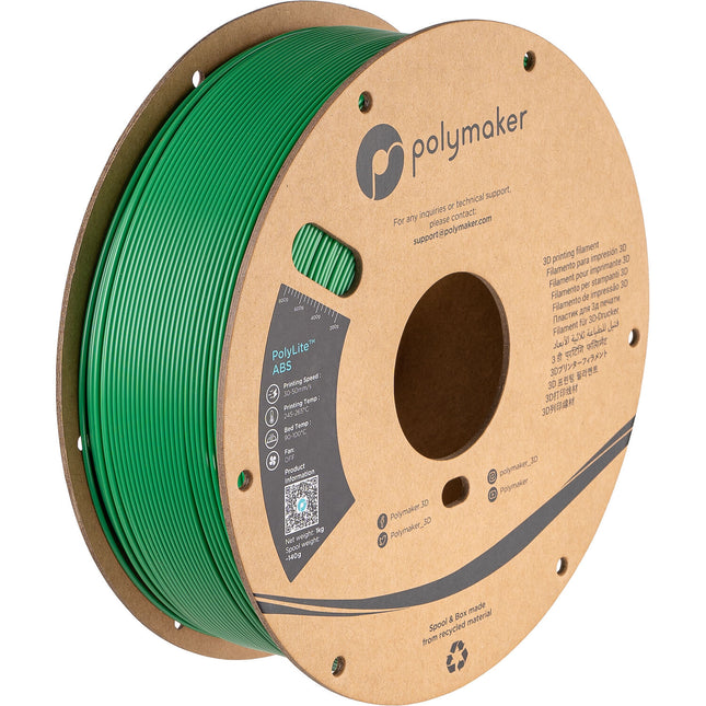 Polymaker PolyLite ABS Filamento 1.75mm 1kg Verde Bolsa al Vacío