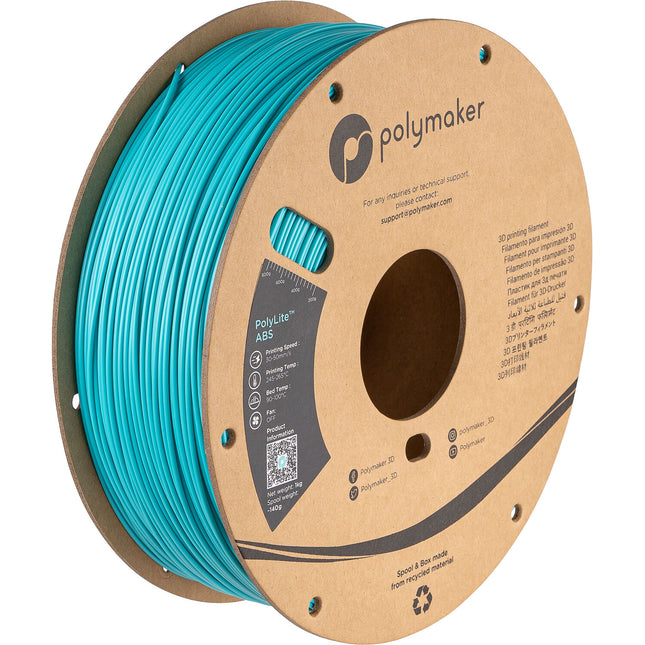 Polymaker PolyLite ABS Filamento 1.75mm 1kg Teal con Bolsa Resealable