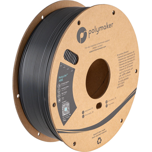 Polymaker PolyLite ABS Filamento 1.75mm 1kg Gris Oscuro Empaque Resealable