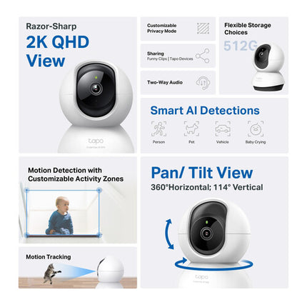 TP-Link Tapo C220 Cámara de Seguridad Wi-Fi Interior 4MP 2560x1440 Vision Nocturna