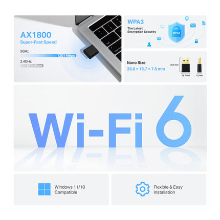 TP-Link Archer TX20U Nano AX1800 Adaptador Wi-Fi USB Dual Banda 1775 Mb/s