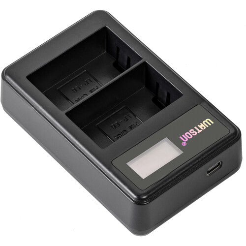 Watson Mini Duo Cargador USB-C para Baterías Canon LP-E6 con Pantalla LCD Dual