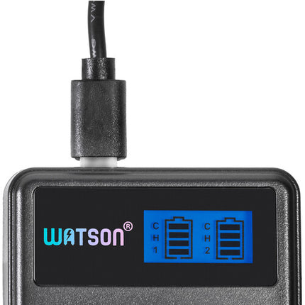 Watson Mini Duo Cargador USB-C para Baterías Canon LP-E6 con Pantalla LCD Dual