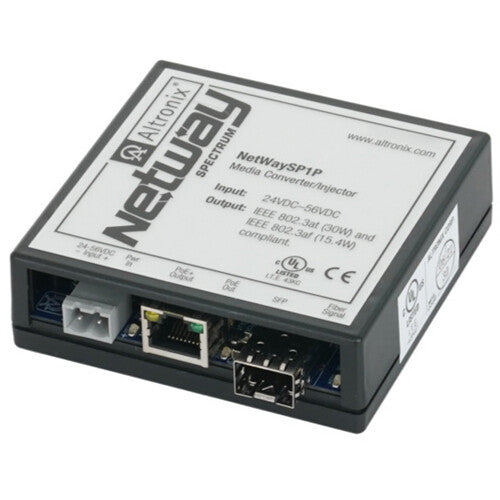 ALTRONIX NetWaySP1P Convertidor de Medios e Inyector PoE+ 30W 328'