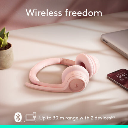 Logitech Zone 300 Auriculares Inalámbricos Rose 30mm Micrófonos Dual Bluetooth 5.3