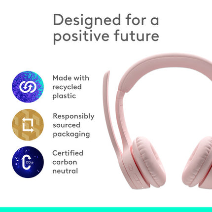 Logitech Zone 300 Auriculares Inalámbricos Rose 30mm Micrófonos Dual Bluetooth 5.3