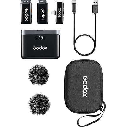 Godox WES1 Sistema de Micrófono Inalámbrico para 2 Personas con Transmisión de 656.2 Pies y Estuche de Carga