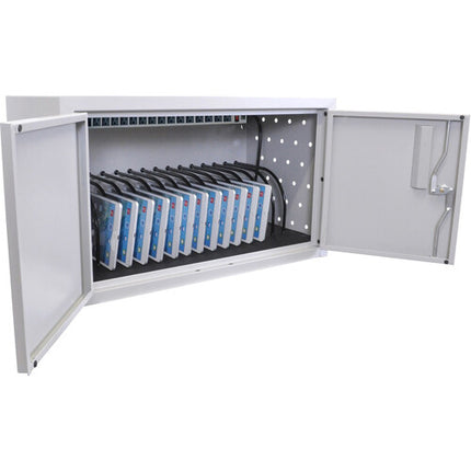 Luxor Caja de Carga para 16 Tablets con Divisores y Regleta Integrada Gris