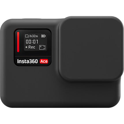 TELESIN Funda de Silicona Protectora con Cubierta de Lente y Pantalla Trasera para Insta360 ACE Negra