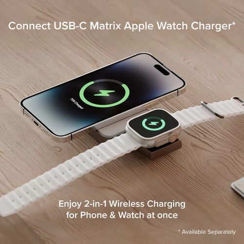 ALOGIC Matrix Base de Carga Magnética 2 en 1 para Smartphone y Auriculares Blanco 15W Qi 7.5W MagSafe