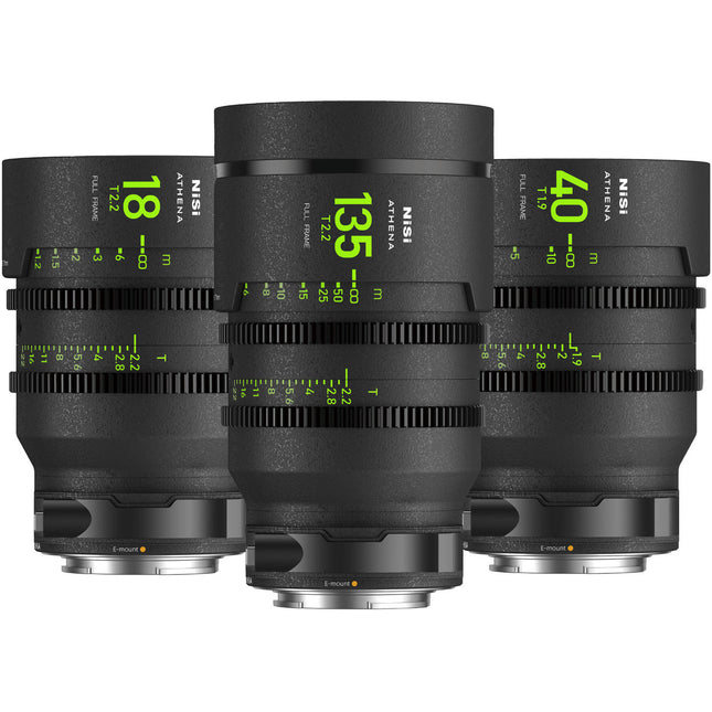 NiSi ATHENA PRIME Kit 3 Lentes Cinematográficos Full Frame T2.2 T1.9 con Estuche rígido