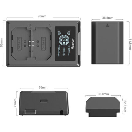 SmallRig Kit Batería NP-FZ100 2600mAh con Cargador USB de 2 Bahías Negro