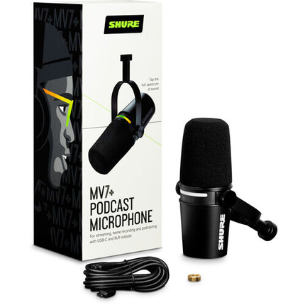 Shure MV7+ Micrófono para Podcast XLR USB con Brazo y Auriculares SRH440A
