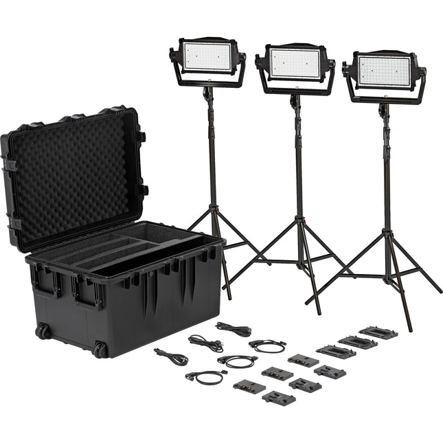 Litepanels Astra IP Half Kit de 3 luces LED bicolor soportes y estuche Pelican
