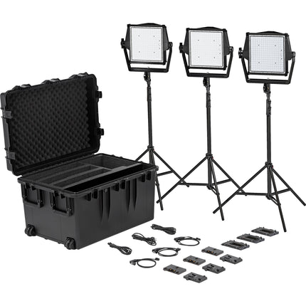 Litepanels Astra IP 1x1 Kit Trio de luces LED bicolor con placas Gold y V-Mount y estuche Pelican