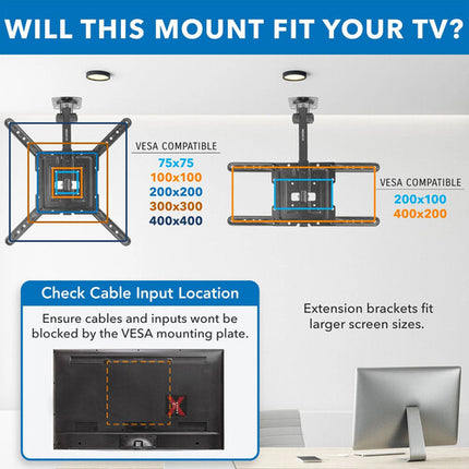 Mount-It! MI-4225 Soporte de Techo para TV 23-55" Capacidad 44 lb Negro