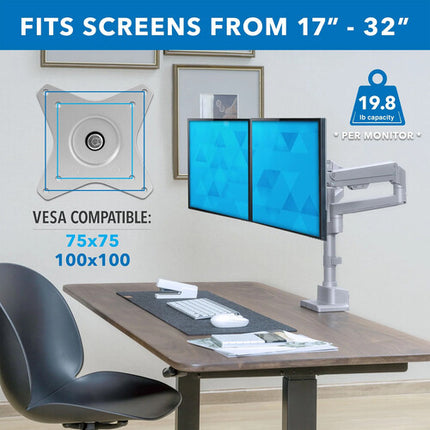 Mount-It! MI-6772 Soporte de Escritorio para 2 Monitores 19 a 32" con Ajuste de Altura y Rotación