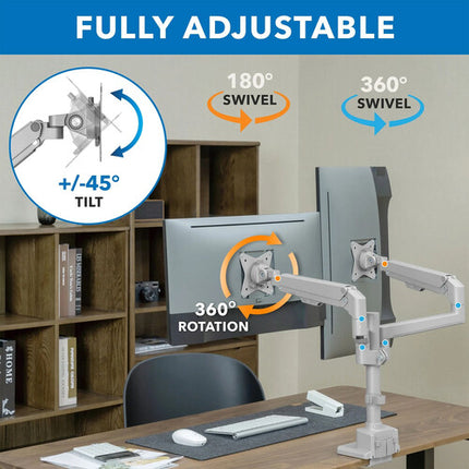 Mount-It! MI-6772 Soporte de Escritorio para 2 Monitores 19 a 32" con Ajuste de Altura y Rotación