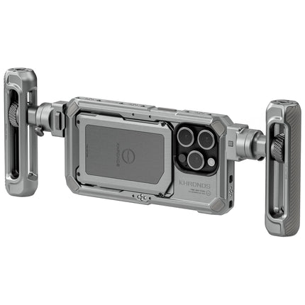 Tilta Khronos Kit Ligero para iPhone 15 Pro Estuche y Mango Ajustable Titanio Blanco