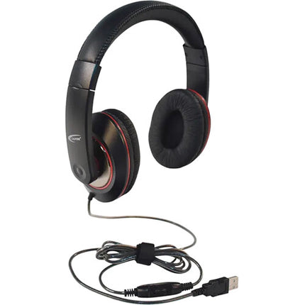 Califone 2021 Auriculares Estéreo USB Control Volumen Cable Trenzado 1.8m