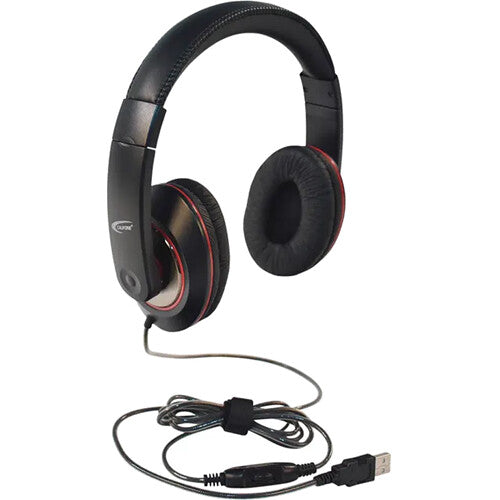 Califone 2021 Auriculares Estéreo USB Control Volumen Cable Trenzado 1.8m