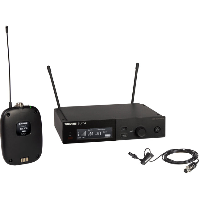 Shure SLXD14/UL4B Sistema Micrófono Lavalier Cardioide Inalámbrico Digital 32 Canales 330 Pies de Alcance