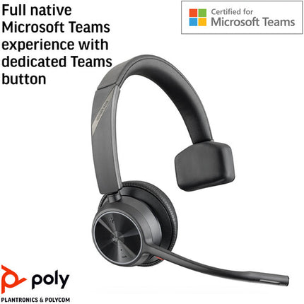 Poly Voyager 4310 Auricular Bluetooth Mono con Dongle USB-C BT700 y 24 Horas de Uso