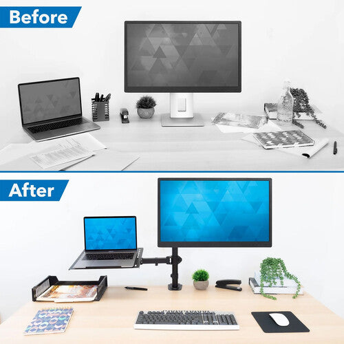 Mount-It! MI-7352LTMN Soporte de Escritorio para Laptop de 17 y Monitor de 32 Pulgadas con Bandeja de Enfriamiento