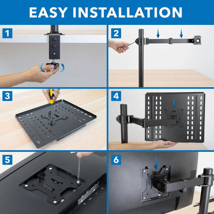 Mount-It! MI-7352LTMN Soporte de Escritorio para Laptop de 17 y Monitor de 32 Pulgadas con Bandeja de Enfriamiento