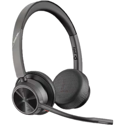 Poly Voyager 4320 Auricular Bluetooth Estéreo con Dongle USB-A 24h Batería Bluetooth 5.2 Estuche de Viaje Cable de Carga