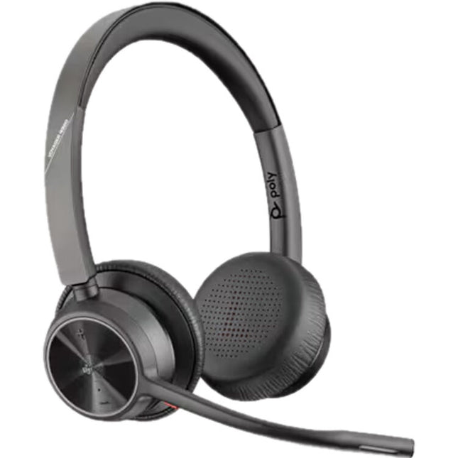Poly Voyager 4320 Auricular Bluetooth Estéreo con Dongle USB-A 24h Batería Bluetooth 5.2 Estuche de Viaje Cable de Carga