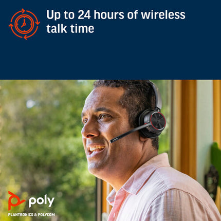 Poly Voyager 4320 Auricular Bluetooth Estéreo con Dongle USB-A 24h Batería Bluetooth 5.2 Estuche de Viaje Cable de Carga