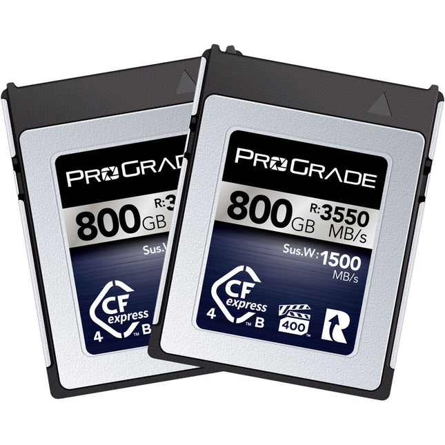 ProGrade Digital 800GB CFexpress 4.0 Tipo B Iridium Tarjetas de Memoria 2-Pack 3550 MB/s Lectura 3000 MB/s Escritura
