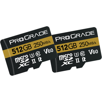 ProGrade Digital microSDXC 512GB UHS-II Tarjeta de Memoria con Adaptador SD 2-Pack