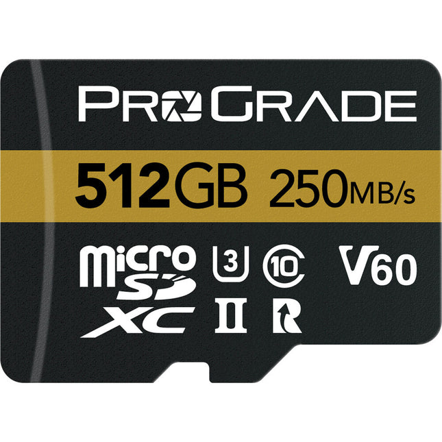 ProGrade Digital 512GB microSDXC UHS-II Tarjeta de Memoria con Adaptador SD V60 U3 Clase 10