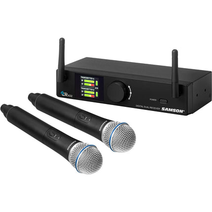 Samson Concert XD2 Sistema de Micrófono Inalámbrico de Mano Doble de 1.9 GHz con Capsule Q8 y Rackmount