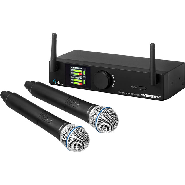 Samson Concert XD2 Sistema de Micrófono Inalámbrico de Mano Doble de 1.9 GHz con Capsule Q8 y Rackmount