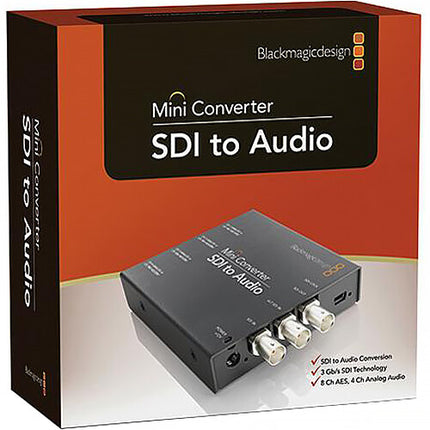 Blackmagic Design SDI a audio mini convertidor con conmutación automática y fuente de alimentación