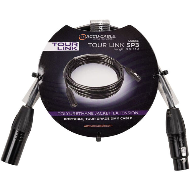 American DJ Tour Link 5P3 Cable DMX Profesional 5 Pines 3 Pies Durable 22 AWG