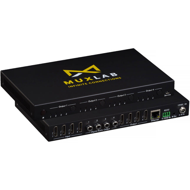 MuxLab 4x4 4K60 HDMI Matriz Switch 4 Entradas 4 Salidas UHD 12-Bit HDR
