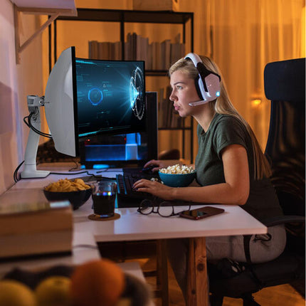 Ergotron HX Soporte de Monitor de Escritorio Blanco para Pantallas hasta 49" y 42 lb con Pivot HD