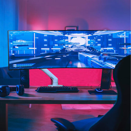 Ergotron HX Soporte de Monitor de Escritorio Blanco para Pantallas hasta 49" y 42 lb con Pivot HD