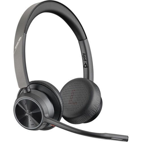 Poly Voyager 4320 Auriculares Bluetooth Estéreo con Dongle USB-A y Soporte de Carga hasta 24 Horas Tiempo de Conversación