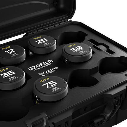 DZOFilm VESPID Prime Kit de 5 lentes 12-75mm monturas ARRI PL y Canon EF estuche rígido incluido