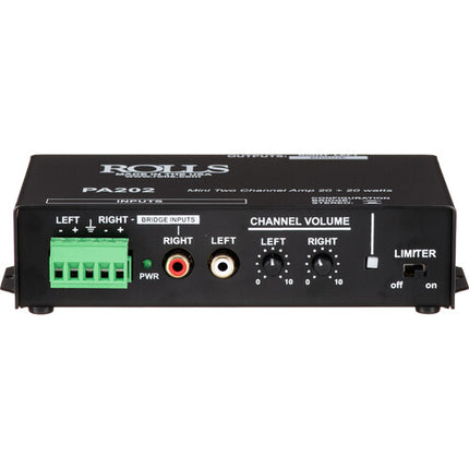 Rolls PA202 Amplificador Estéreo Mini Clase D 20W Compacto USA