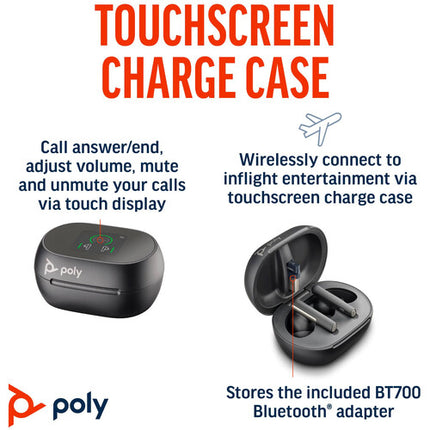Poly Voyager Free 60+ Auriculares Inalámbricos Bluetooth 5.3 24 Horas Reproducción