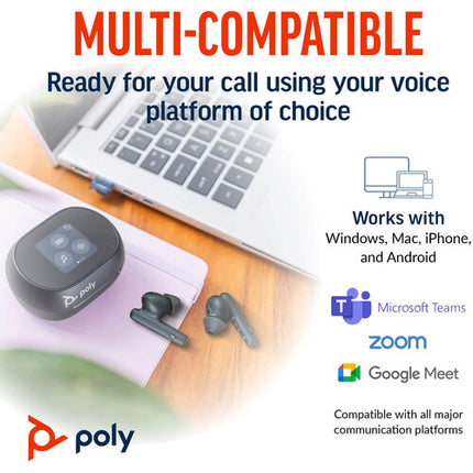 Poly Voyager Free 60+ Auriculares Inalámbricos Bluetooth 5.3 24 Horas Reproducción