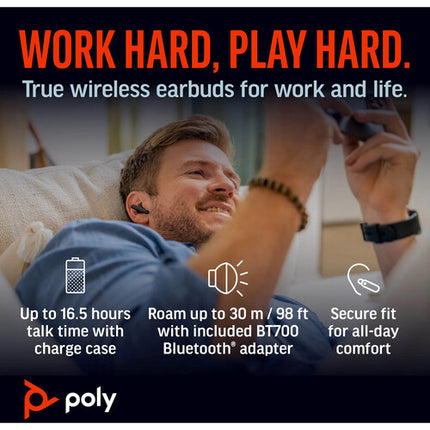 Poly Voyager Free 60+ Auriculares Inalámbricos Bluetooth 5.3 24 Horas Reproducción