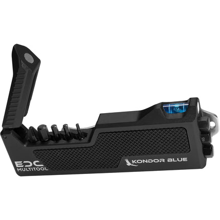 Kondor Blue EDC Multi-Herramienta Bit Driver Negro con Niveles y Bits Magnéticos
