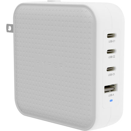 HYPER HyperJuice Cargador de Pared USB GaN 100W 4 Puertos Blanco con Adaptadores EU UK ANZ C8